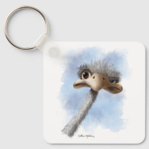 Funny Ostrich Caricature Keychain