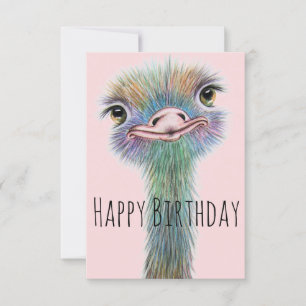 Funny Ostrich Customizable Birthday Card