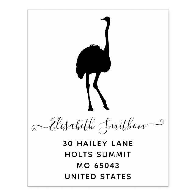Funny Ostrich Cute Bird Animal Personal Stationery Rubber Stamp (Imprint)