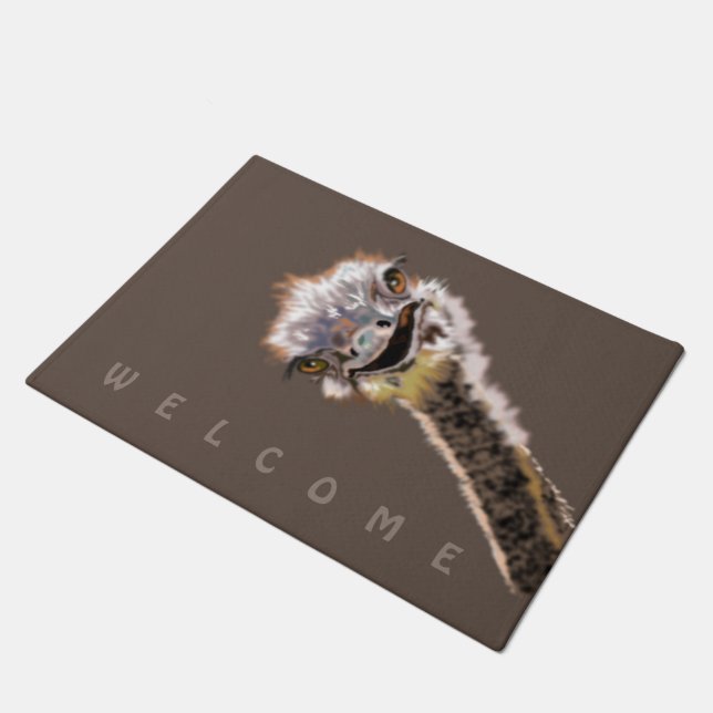 Funny Ostrich Doormat (Angled)