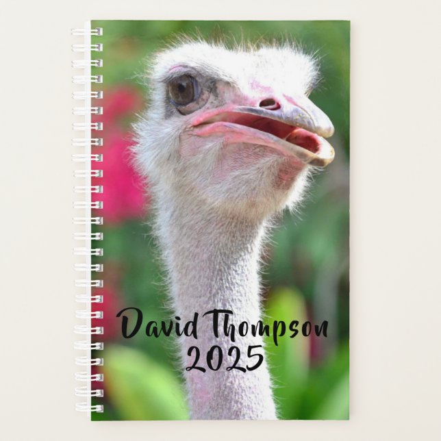Funny Ostrich Face Personalized Name Planner (Front)
