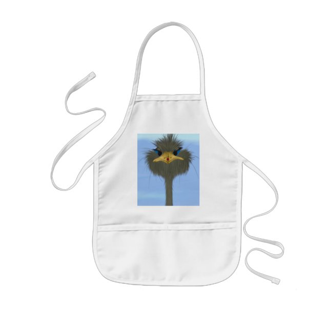 Funny Ostrich George And The Cute Ladybug Kids Apron (Front)