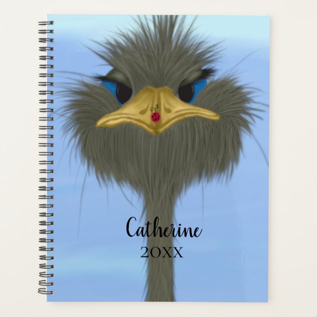 Funny Ostrich George and the Cute Ladybug  Planner (Front)