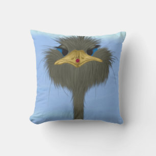 Funny Ostrich George And The Cute Ladybug Throw Pillow