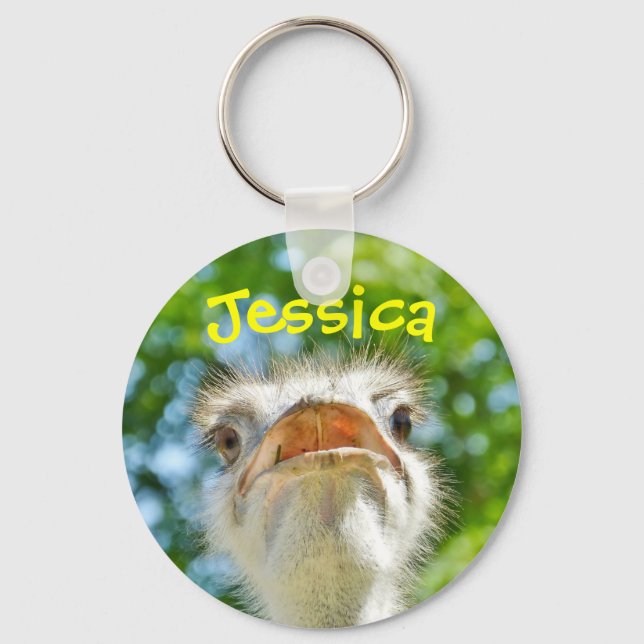Funny Ostrich Girly Name Keychain (Front)