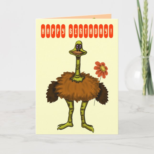 Funny ostrich happy birthday card (Front)