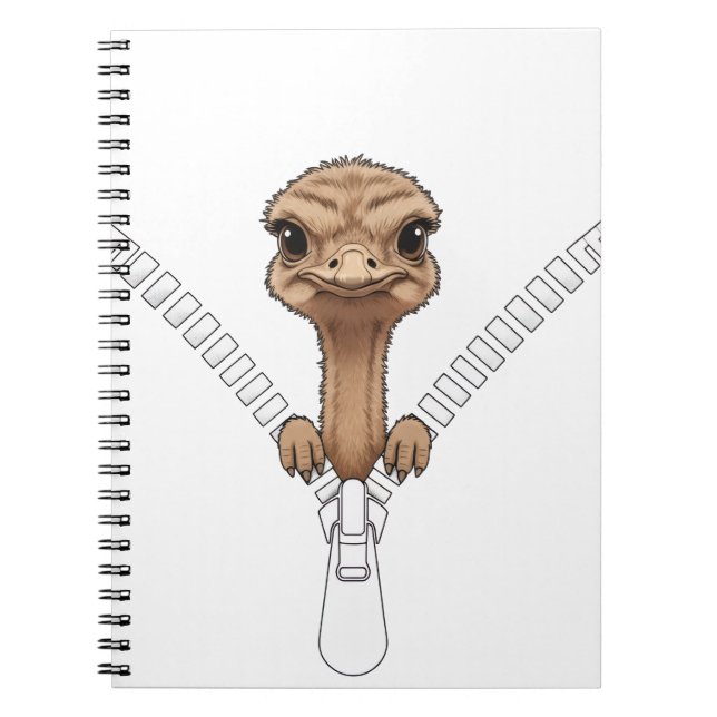 Funny Ostrich Peek  Notebook (Front)