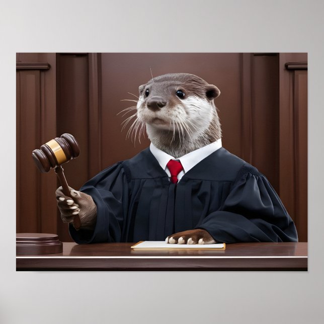 Funny Otter Judge in Courtroom Poster (Front)
