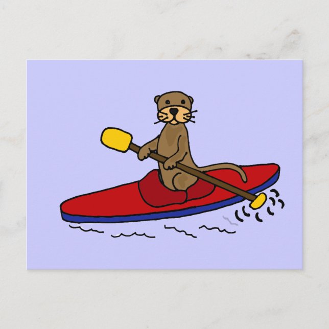 Funny Otter Kayaking Postcard (Front)
