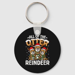 Funny Otter Reindeer Santa Christmas Animal Pun Xm Keychain