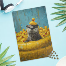 Funny Otter Rubber Duck Pool Jigsaw Puzzle