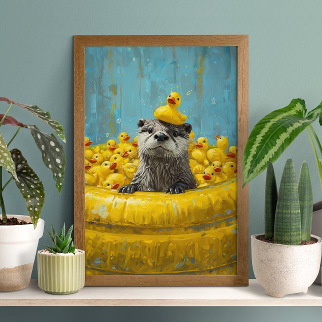 Funny Otter Rubber Duck Pool Poster (Créateur téléchargé)