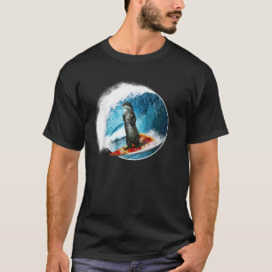 Funny Otter Surfing Otter riding a ocean Wave on a T-Shirt