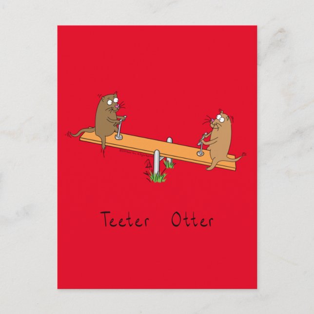 Funny Otter Teeter Totter Kids Postcard (Front)