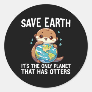 Funny Otters Earth Day Environmentalist Women Classic Round Sticker