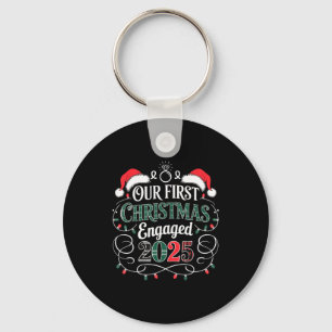 Funny Our First Christmas Engaged 2025 Couples Paj Keychain