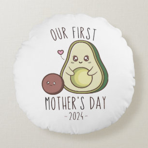 Funny Our First Mother's Day Round Pillow