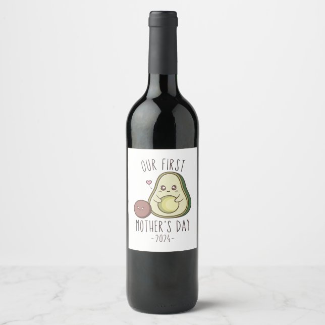 Funny Our First Mother's Day  Wine Label (Front)
