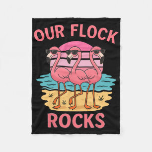Funny Our Flock Rocks Flamingo Matching Family Vac Fleece Blanket