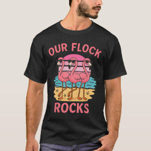 Funny Our Flock Rocks Flamingo Matching Family Vac T-Shirt