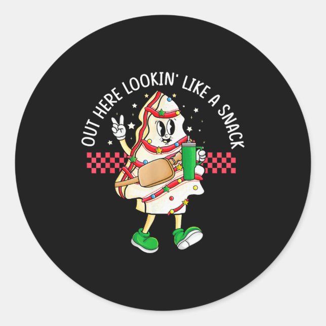 Funny Out Here Looking Like A Snack Christmas Tree Classic Round Sticker (Front)