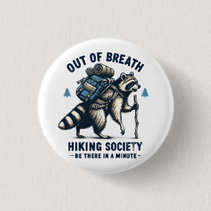 Funny Out of Breath Raccoon Outdoors Nature Button