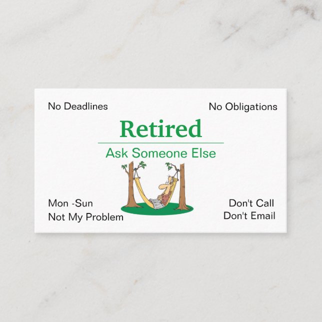 Funny Out of Business Retirement Card (Front)