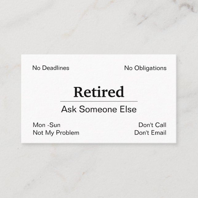 Funny Out Of Business Retirement Card (Front)