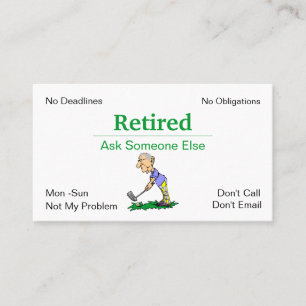 Funny Out of Business Retirement Man Golfing Business Card