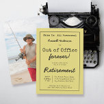 Funny Out of Office Forever Retirement Party Memo Invitation<br><div class="desc">For a memorable sendoff, this funny retirement party memo invitation is sure to bring a smile. It features retro office memo format in the colour of yellow memo pads and text in an old typewriter style font reminiscent of days gone by. The text announces that the retiree will be Out...</div>
