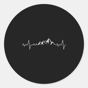 Funny Outdoors & Camng Co. Heartbeat Mountains Classic Round Sticker