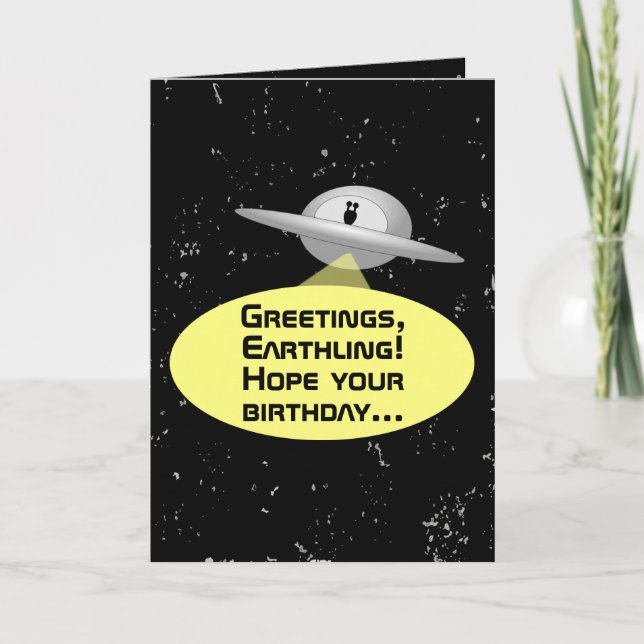 Funny Outer Space Alien Birthday Card Customizable (Front)