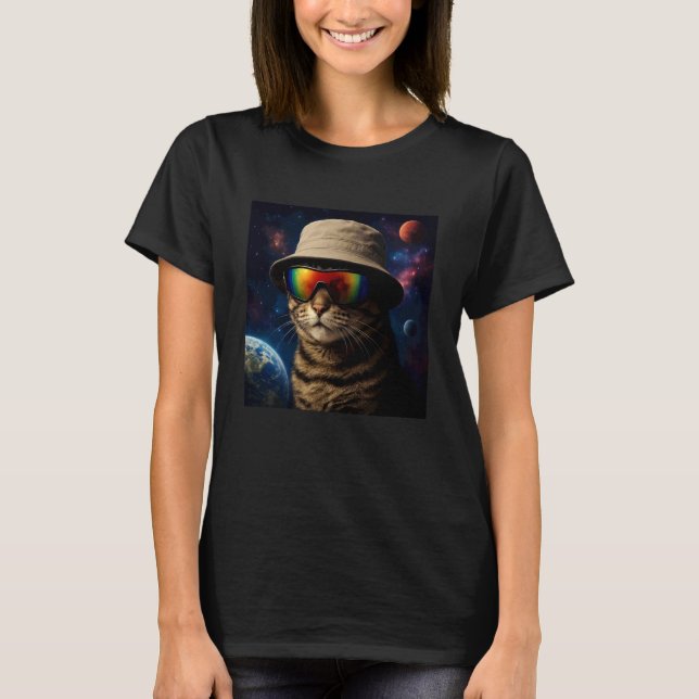 Funny Outer Space Cat Astronaut Meme 1 T-Shirt (Front)