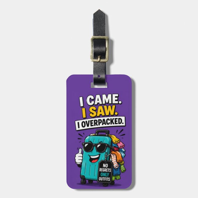 Funny Over Packed Luggage Tag (Front Vertical)