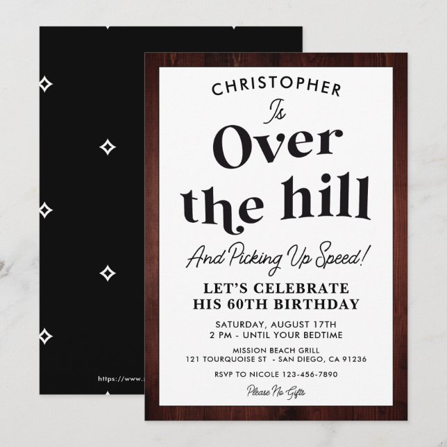 Funny Over the Hill Any Age Birthday Party Invitation (Front/Back)
