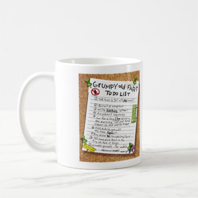 Funny Over the Hill Birtday Gift - Grumpy Old Fart Coffee Mug (Left)