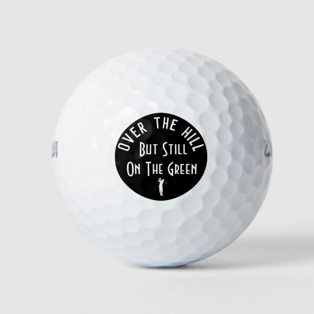 Funny Over The Hill Birthday Golf Balls (Front)