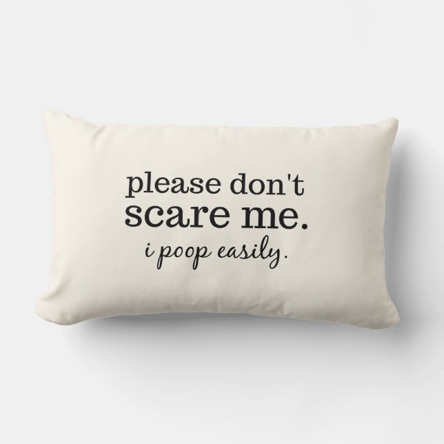 Funny Over-the-Hill Don't Scare Me Text Lumbar Pillow (Front)