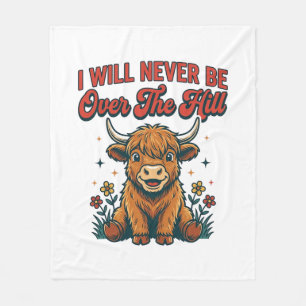 Funny Over The Hill Highland Cow Birthday Design_1 Fleece Blanket