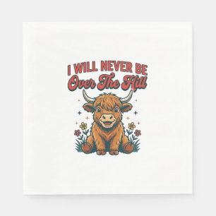 Funny Over The Hill Highland Cow Birthday Design_1 Napkin