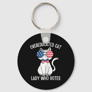 Funny Overeducated Cat Lady Who Votes For Kamala H Keychain