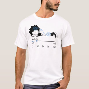 Funny Overthinking Music Player Aesthetic Cat T-Shirt