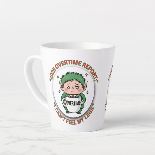 Funny Overtime Elf Christmas Coffee Mug – Office B (Angle gauche)