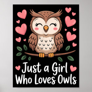 Funny Owl Art for Women Girls Kids Bird Animal Owl Poster