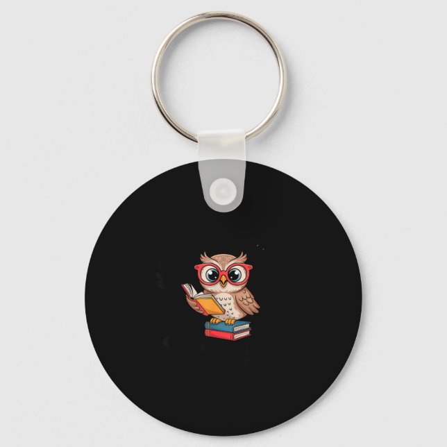 Funny owl book lover antisocial introvert reading  keychain (Front)