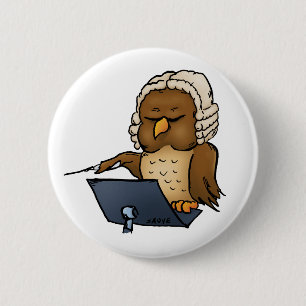 Funny Owl Conductor Cartoon 2 Inch Round Button