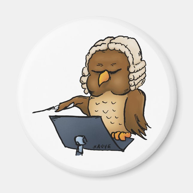 Funny Owl Conductor Cartoon Magnet (Front)