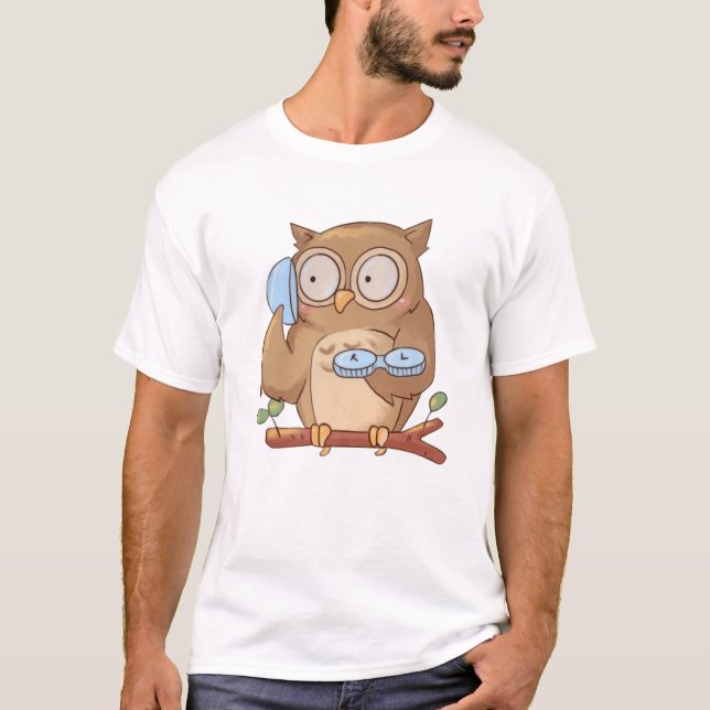 Funny Owl Contact Lens Case Eyeglasses Optometrist T-Shirt (Front)