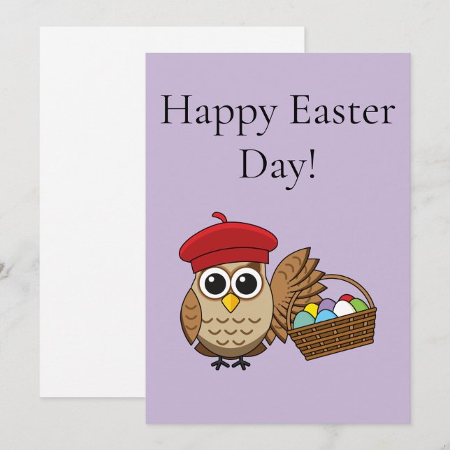 Funny Owl Easter Egg Hunt | Personalize Holiday Card (Front/Back)