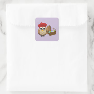 Funny Owl Easter Egg Hunt Square Sticker